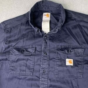 Carhartt FR‎ Cat2 Button Down Shirt Size XL Blue Flame Resistant Work Chore 2112
